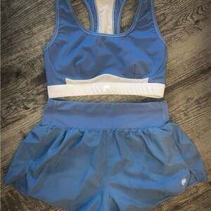 Fabletics Blue and White Activewear Set